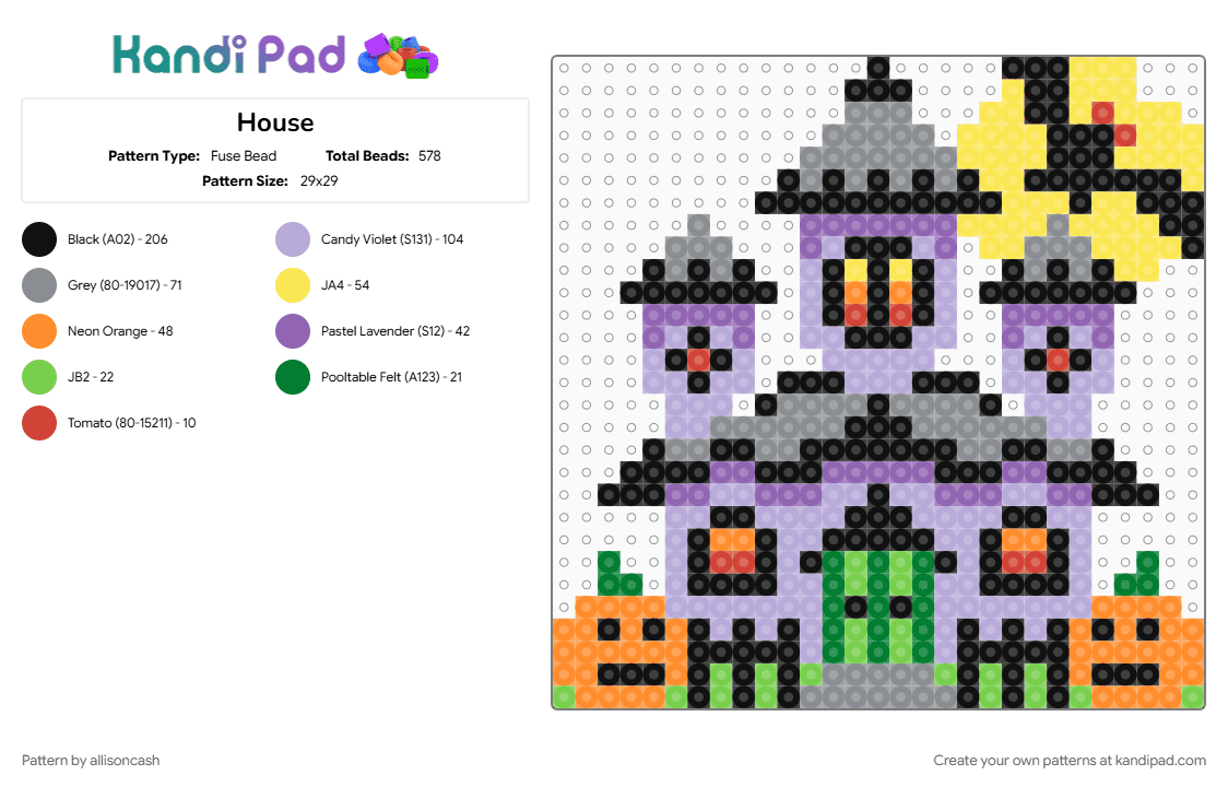 House - Fuse Bead Pattern by allisoncash on Kandi Pad - gray, pink