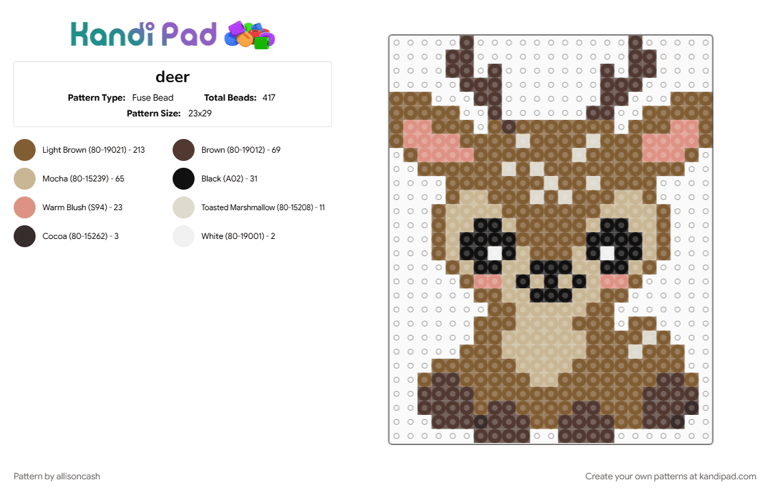 deer - Fuse Bead Pattern by allisoncash on Kandi Pad - tan