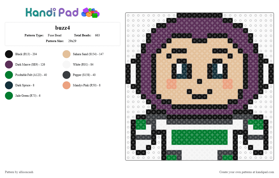 buzz4 - Fuse Bead Pattern by allisoncash on Kandi Pad - beige, pink