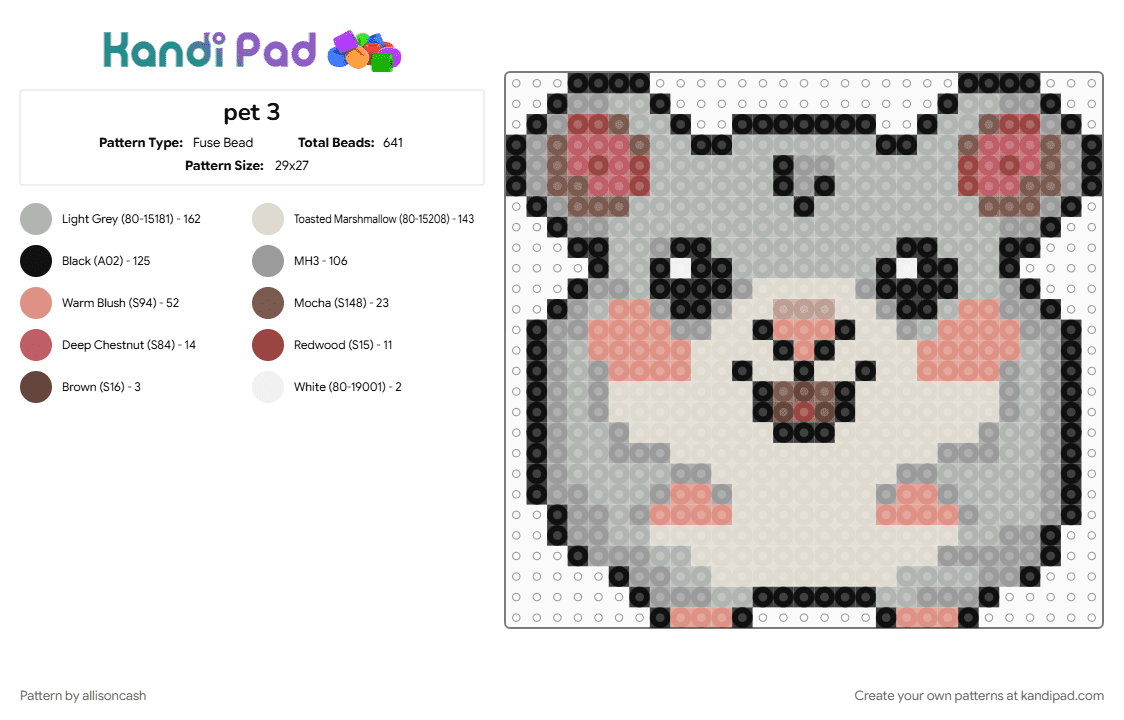 pet 3 - Fuse Bead Pattern by allisoncash on Kandi Pad - beige, gray, hamster