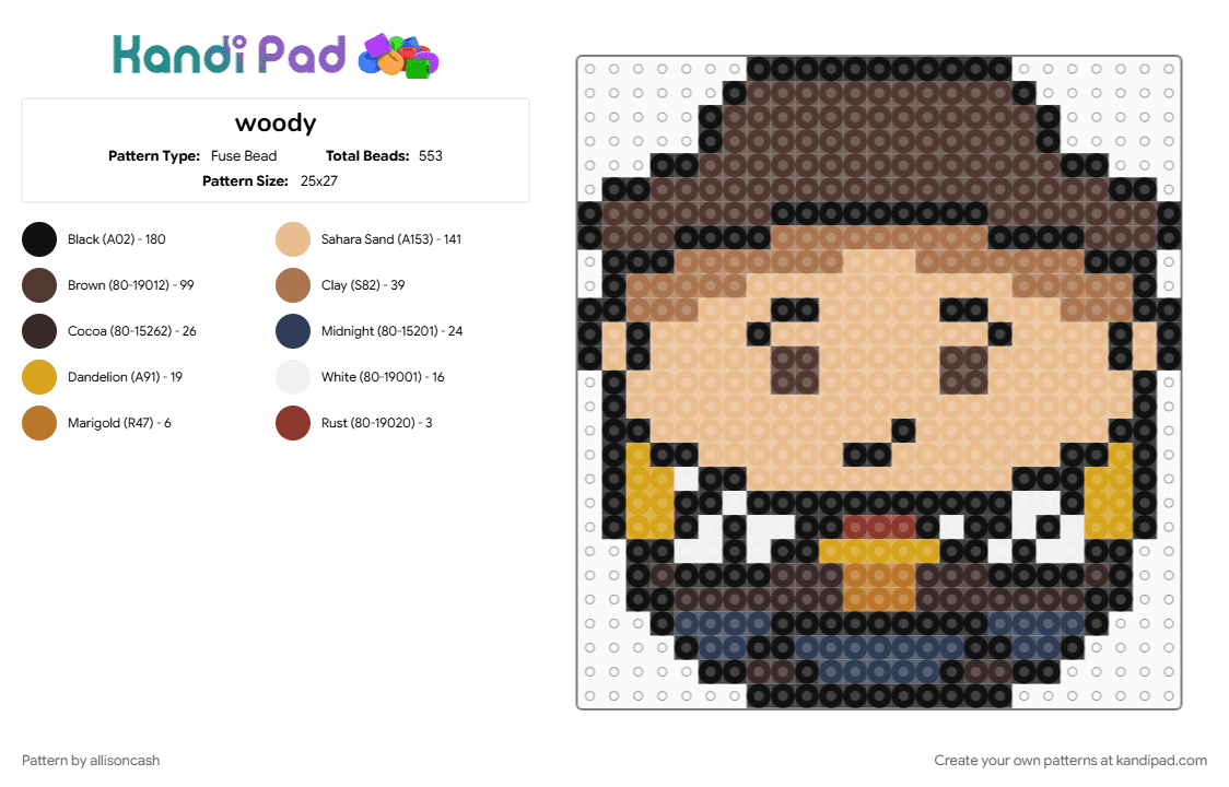 woody - Fuse Bead Pattern by allisoncash on Kandi Pad - beige, brown