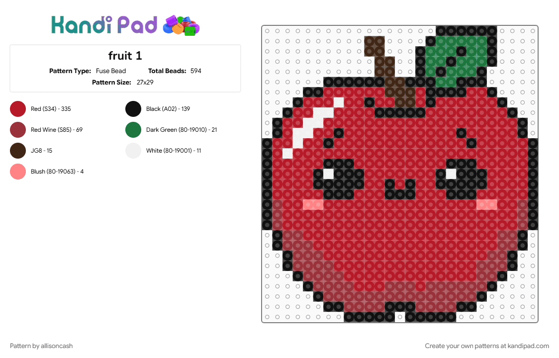 fruit 1 - Fuse Bead Pattern by allisoncash on Kandi Pad - apple, cute, red