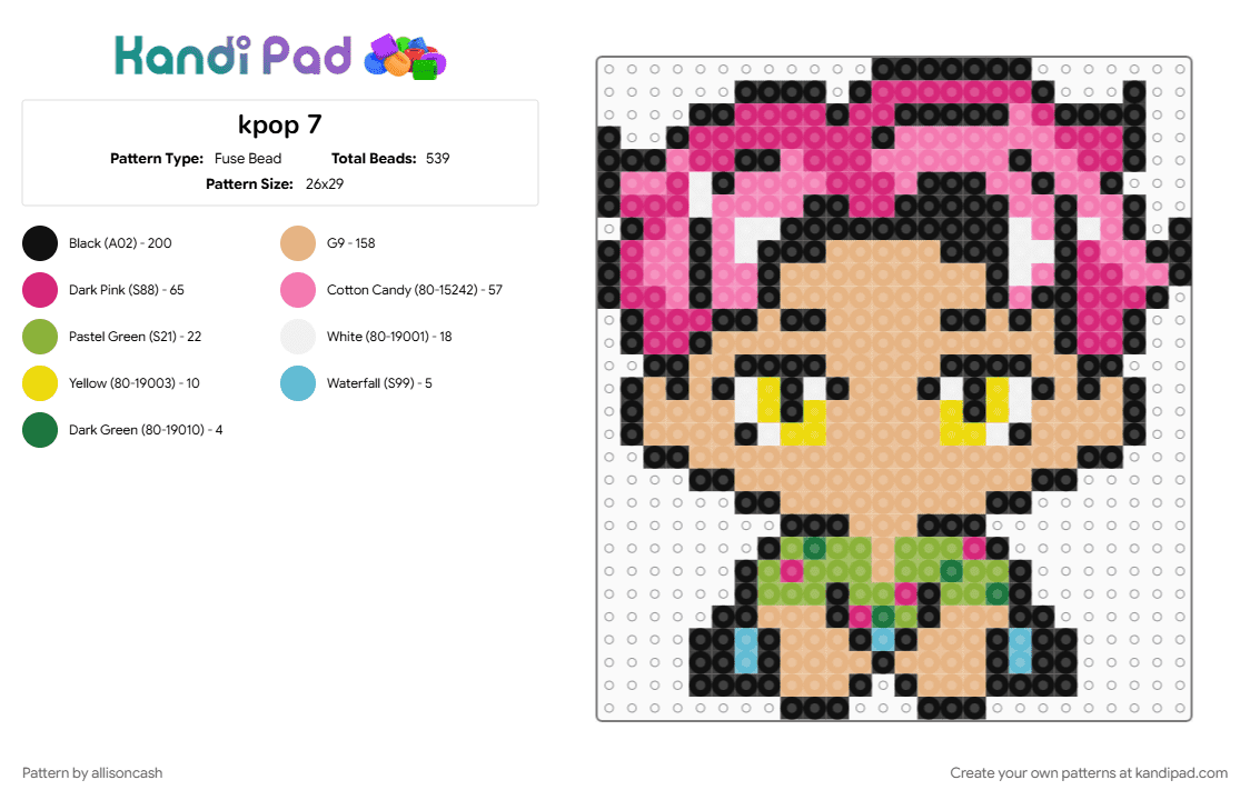 kpop 7 - Fuse Bead Pattern by allisoncash on Kandi Pad - beige, pink