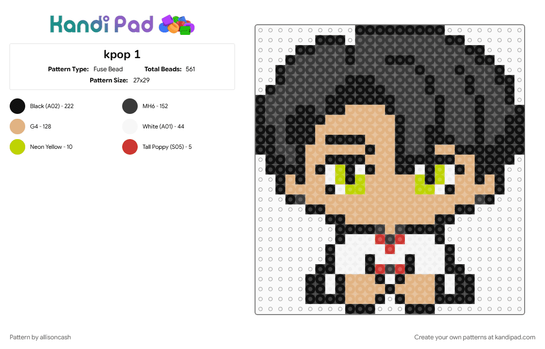 kpop 1 - Fuse Bead Pattern by allisoncash on Kandi Pad - beige, black