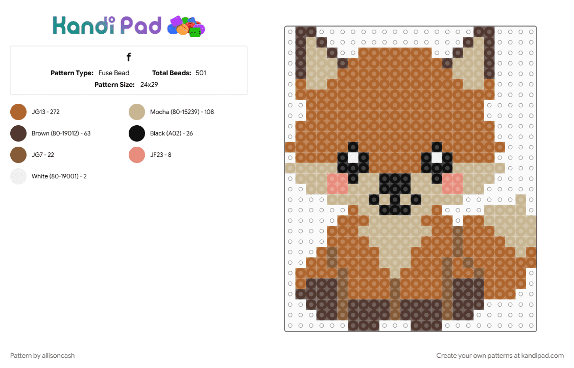 f - Fuse Bead Pattern by allisoncash on Kandi Pad - tan
