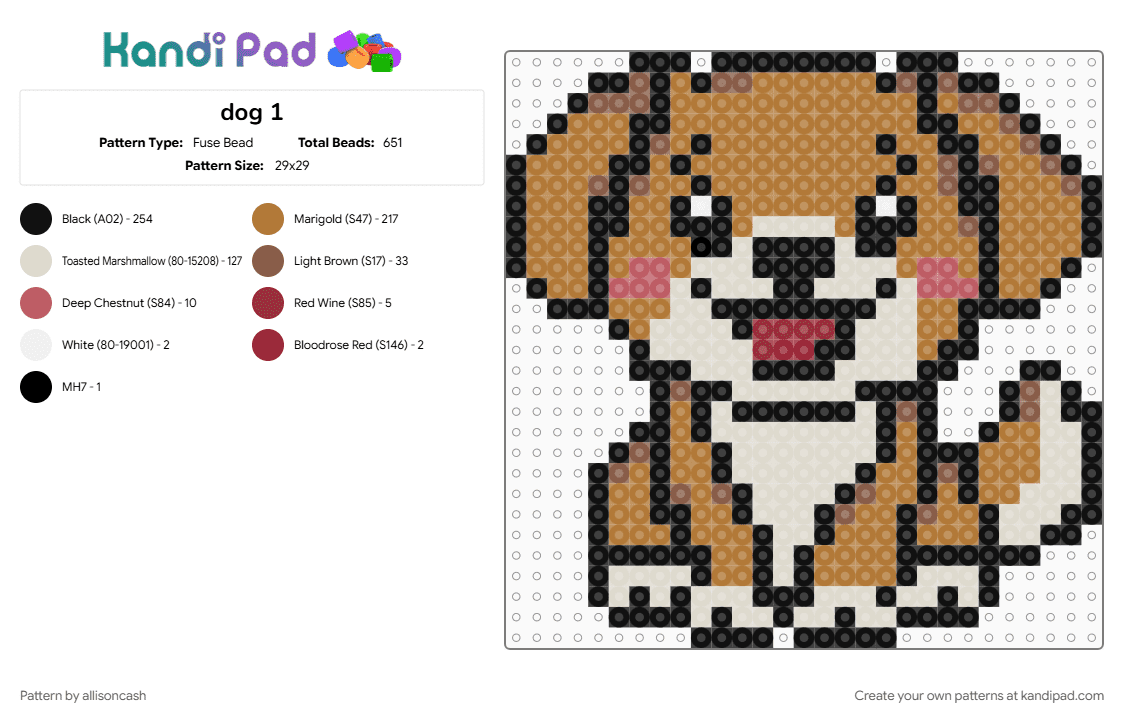 dog 1 - Fuse Bead Pattern by allisoncash on Kandi Pad - beige, tan