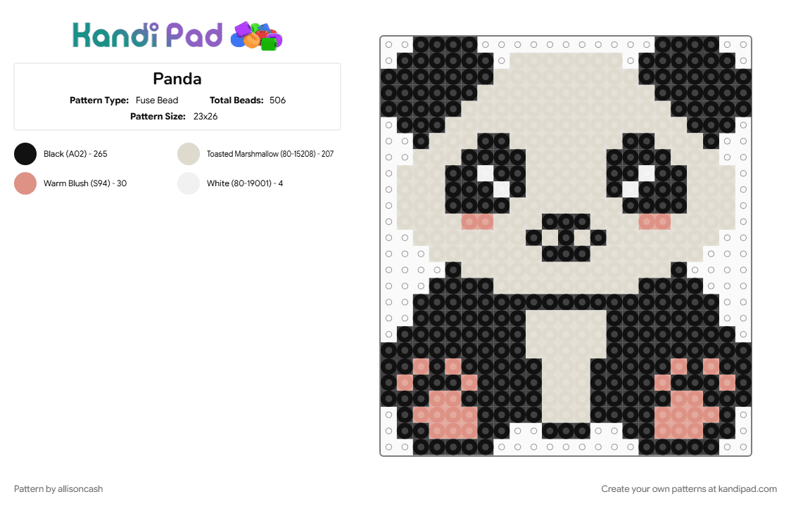 Panda - Fuse Bead Pattern by allisoncash on Kandi Pad - beige