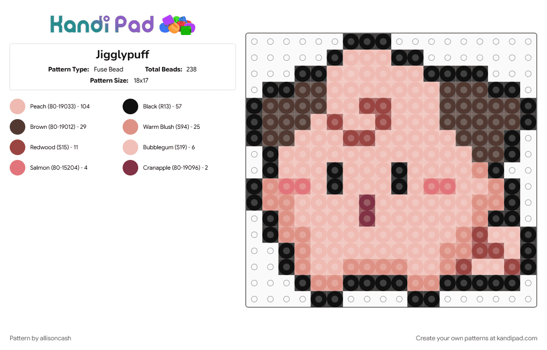 Jigglypuff - Fuse Bead Pattern by allisoncash on Kandi Pad - beige