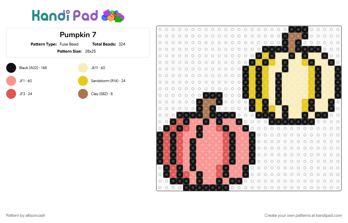 Pumpkin 7 - Fuse Bead Pattern by allisoncash on Kandi Pad - beige