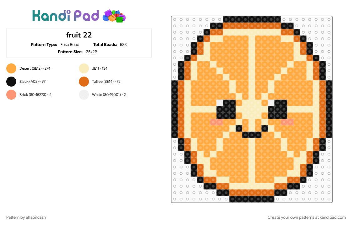 fruit 22 - Fuse Bead Pattern by allisoncash on Kandi Pad - beige, orange