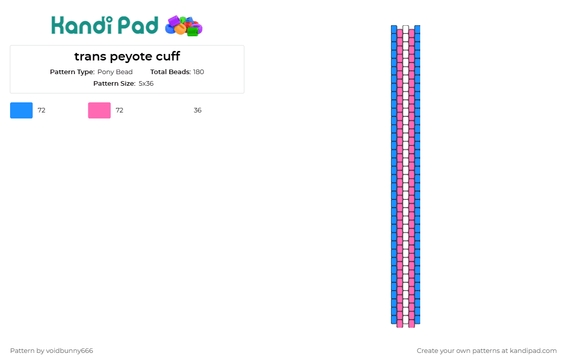trans peyote cuff - Pony Bead Pattern by voidbunny666 on Kandi Pad - trans,pride,cuff,community,support,pink,blue