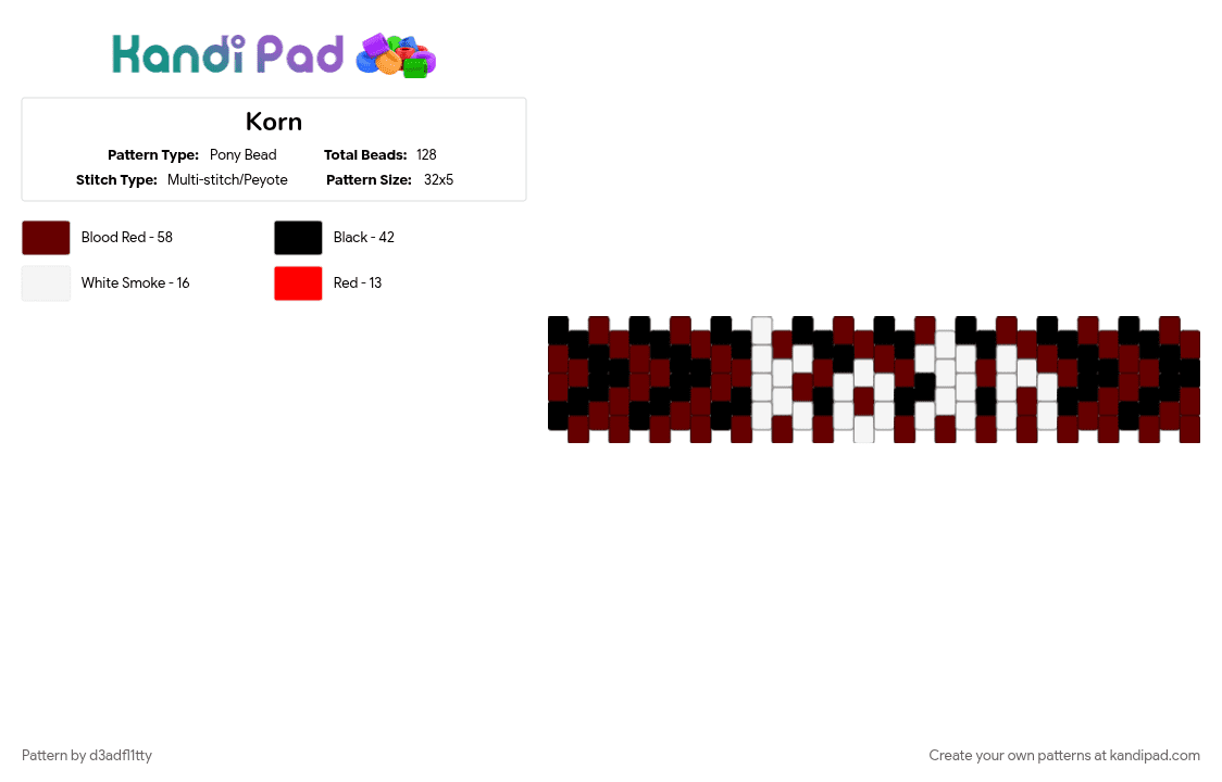 Korn - Pony Bead Pattern by d3adfl1tty on Kandi Pad - brown, white