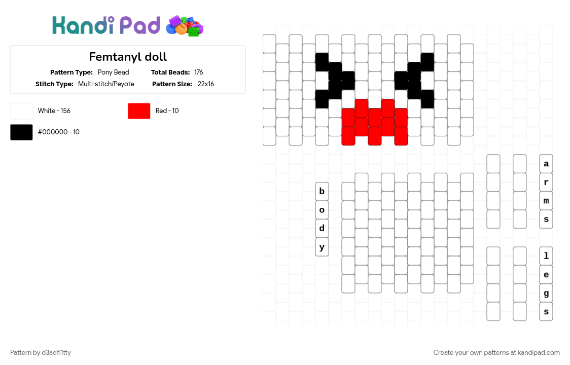 Femtanyl doll - Pony Bead Pattern by d3adfl1tty on Kandi Pad - white