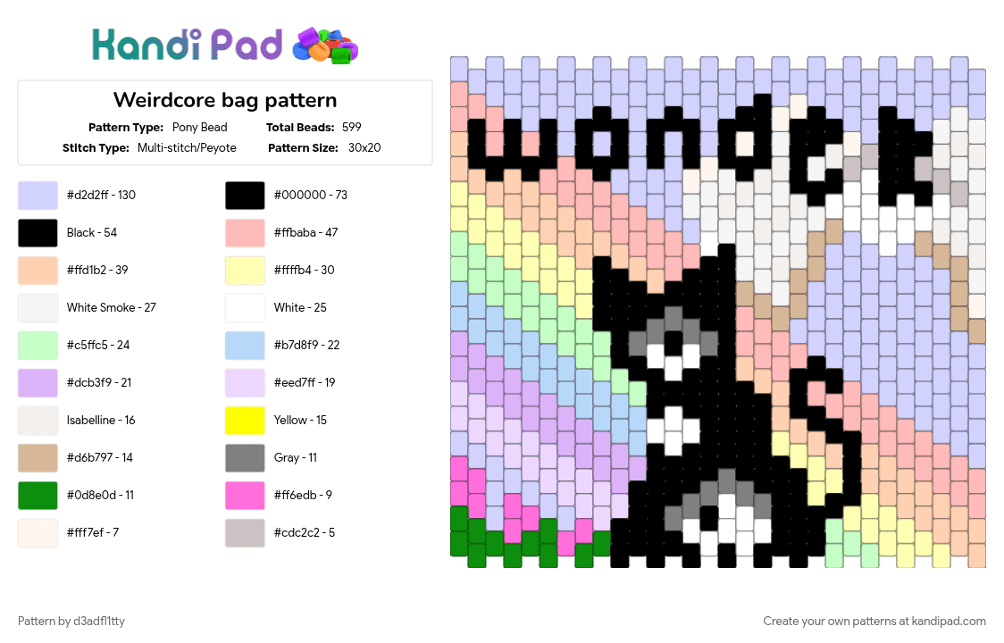 Weirdcore bag pattern - Pony Bead Pattern by d3adfl1tty on Kandi Pad - beige, pink