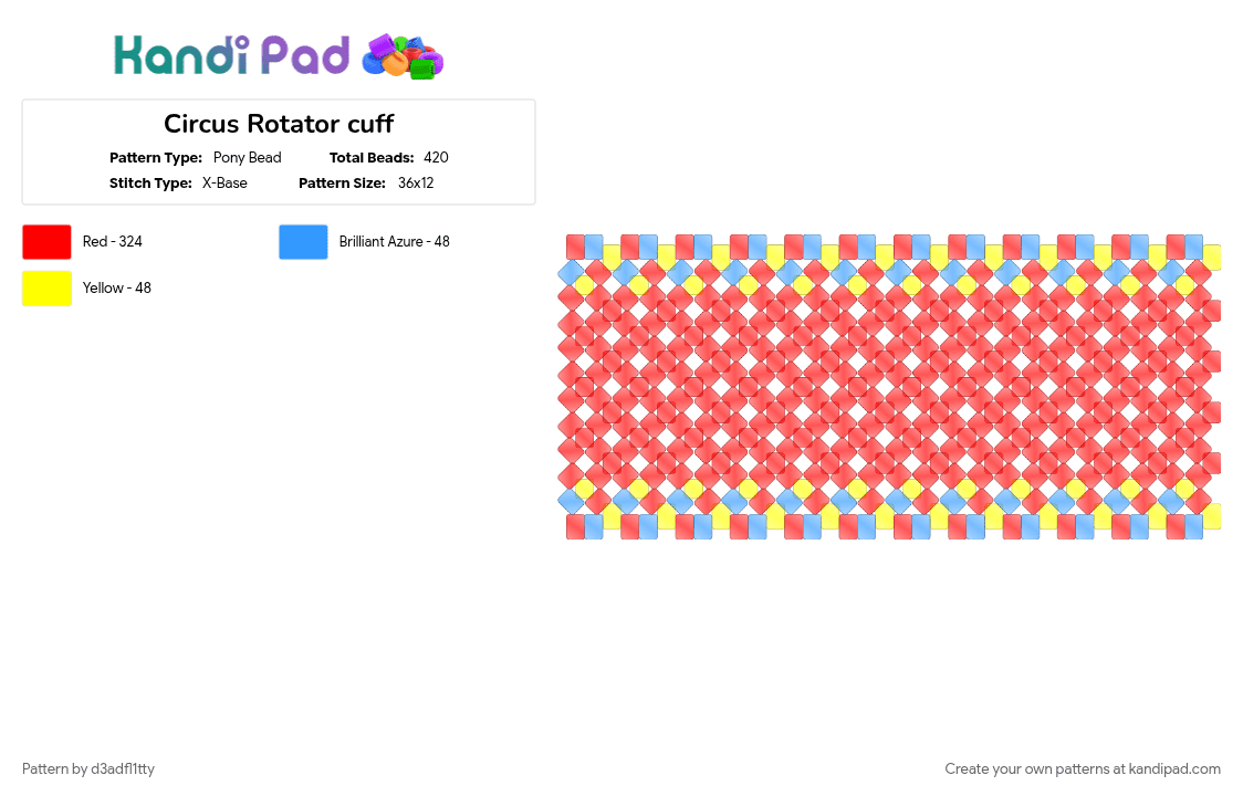 Circus Rotator cuff - Pony Bead Pattern by d3adfl1tty on Kandi Pad - red