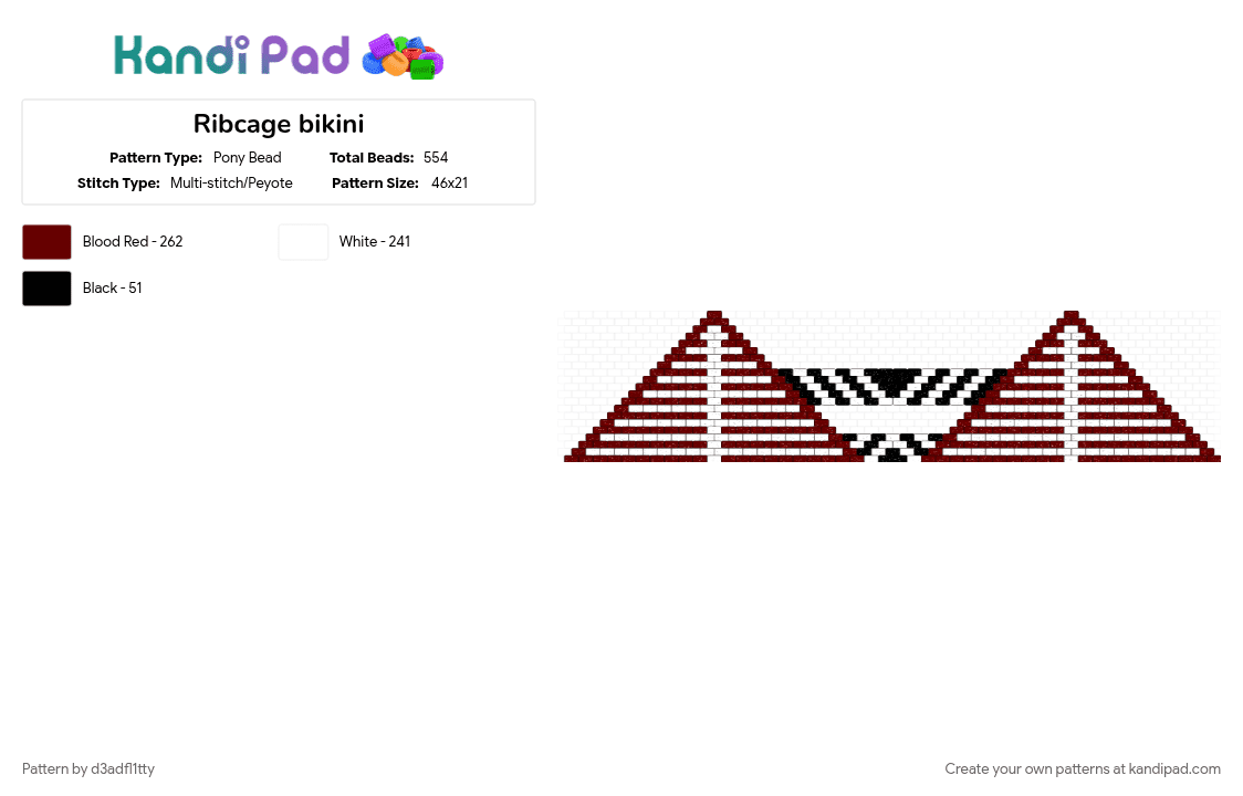 Ribcage bikini - Pony Bead Pattern by d3adfl1tty on Kandi Pad - brown, white