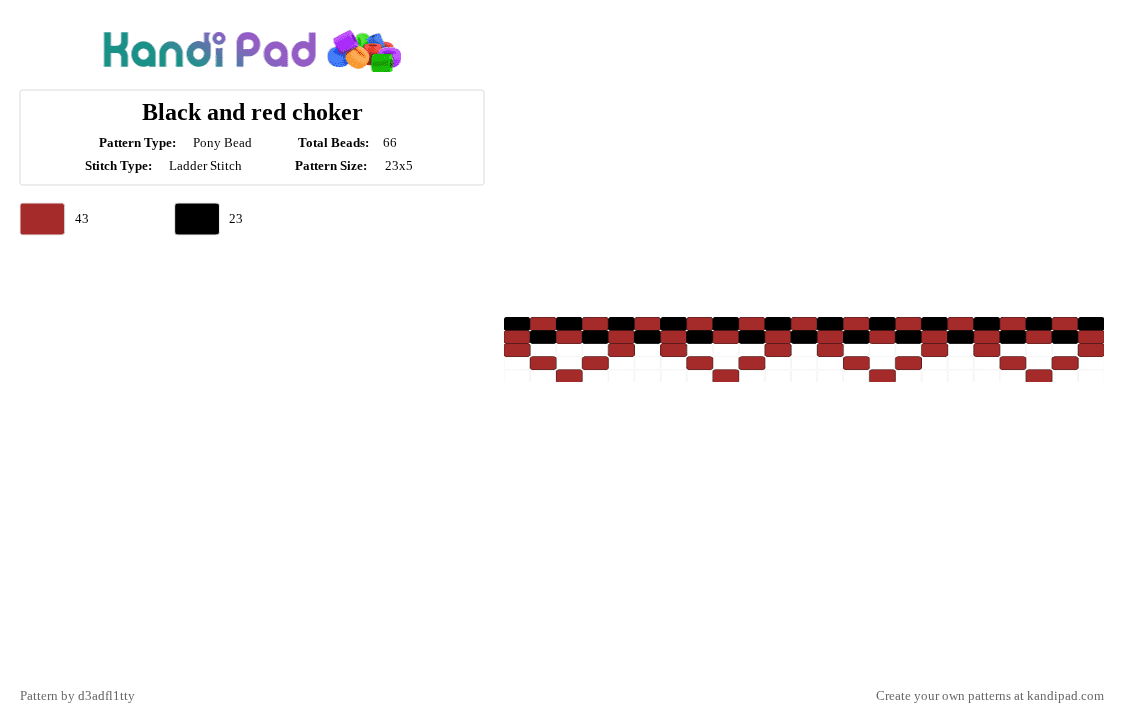 Black and red choker - Pony Bead Pattern by d3adfl1tty on Kandi Pad - black, red
