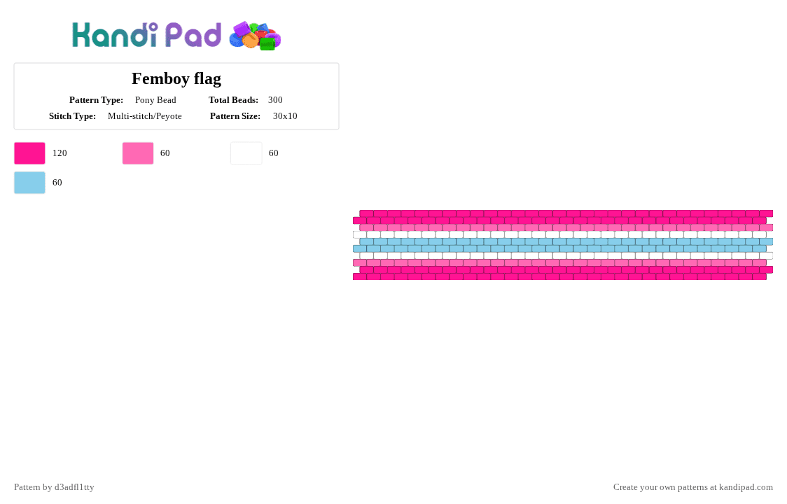 Femboy flag - Pony Bead Pattern by d3adfl1tty on Kandi Pad - pink