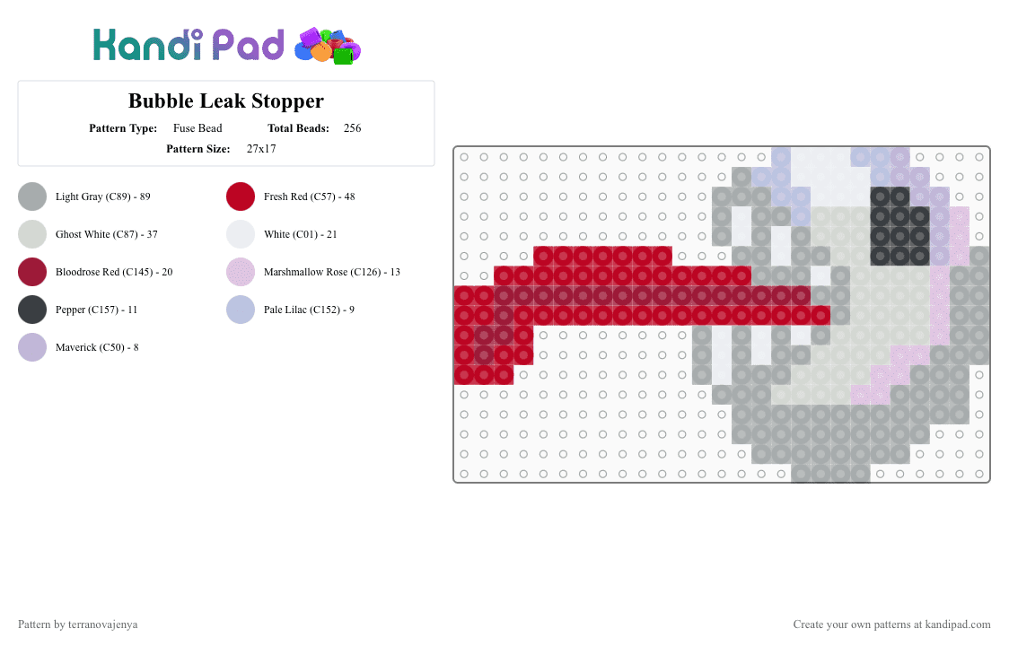 Bubble Leak Stopper - Fuse Bead Pattern by terranovajenya on Kandi Pad - gray, red
