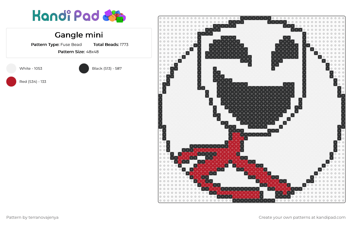 Gangle mini - Fuse Bead Pattern by terranovajenya on Kandi Pad - white