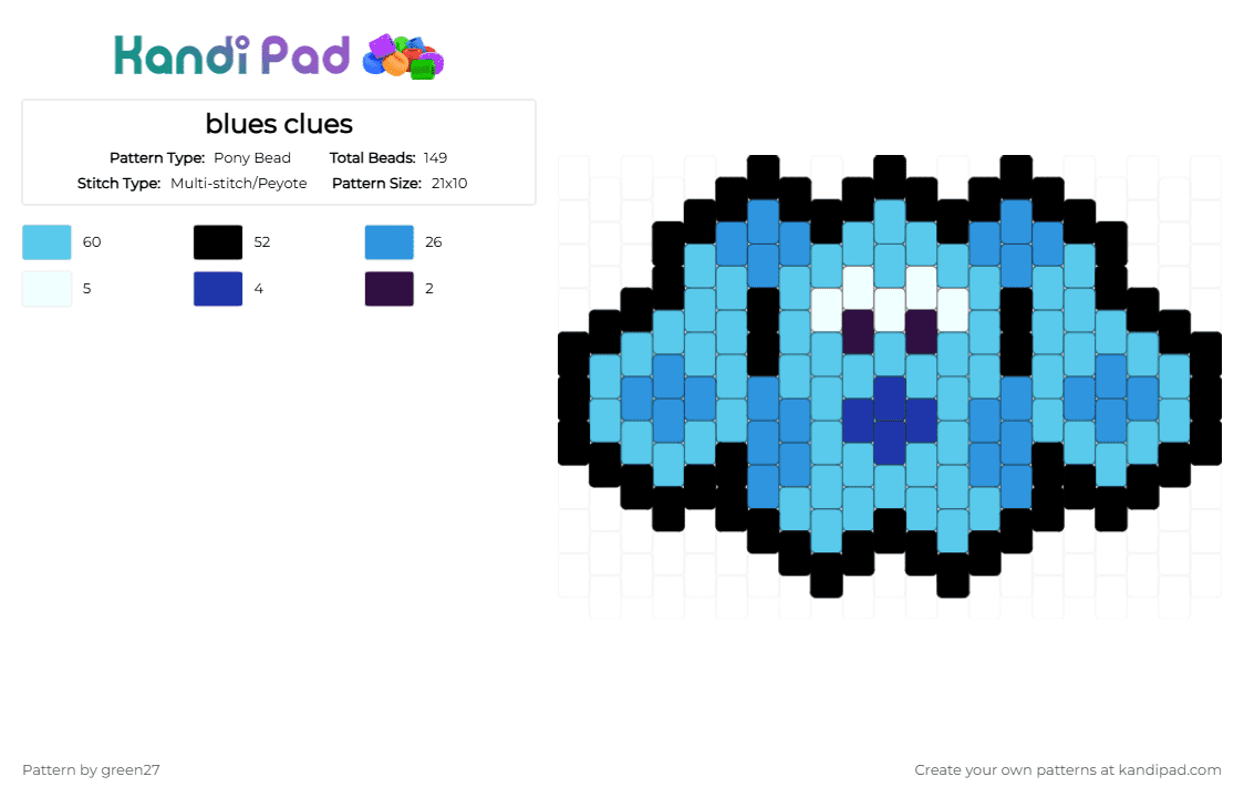 blues clues - Pony Bead Pattern by green27 on Kandi Pad - light blue
