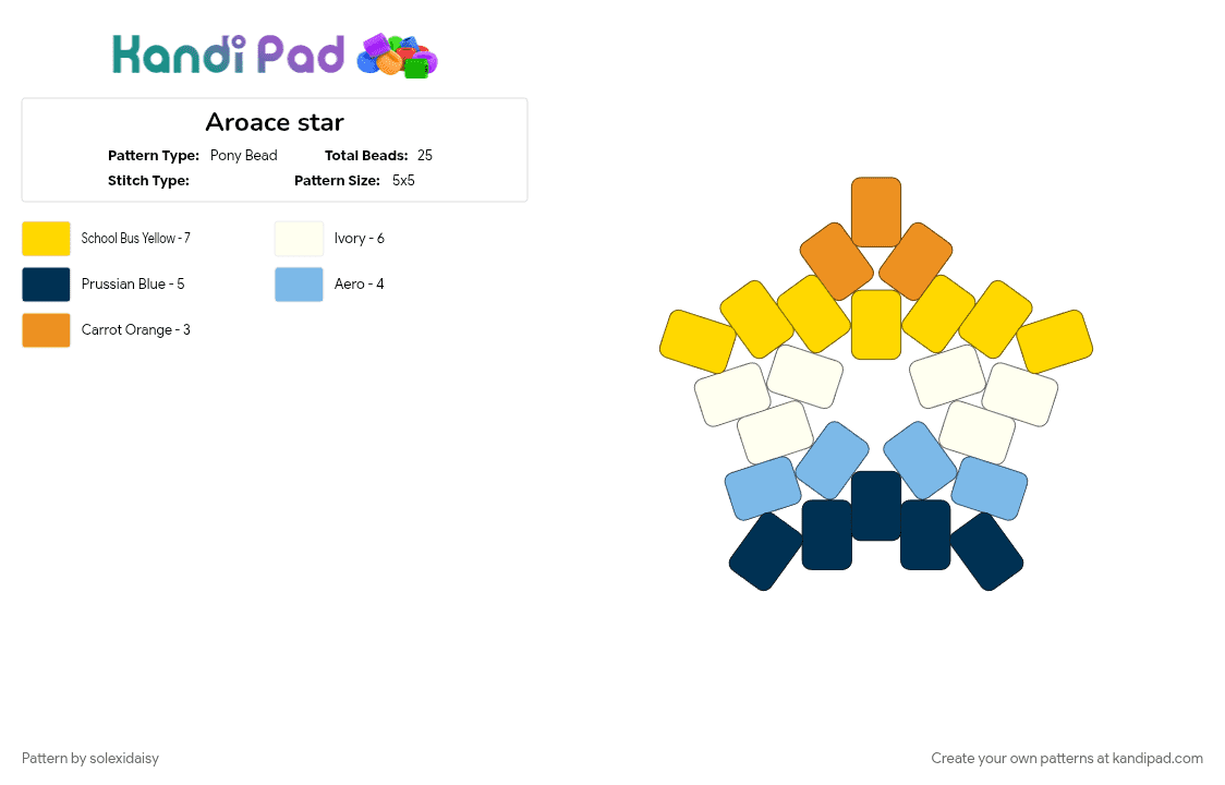 Aroace star - Pony Bead Pattern by solexidaisy on Kandi Pad - aroace, pride, pride flag, star