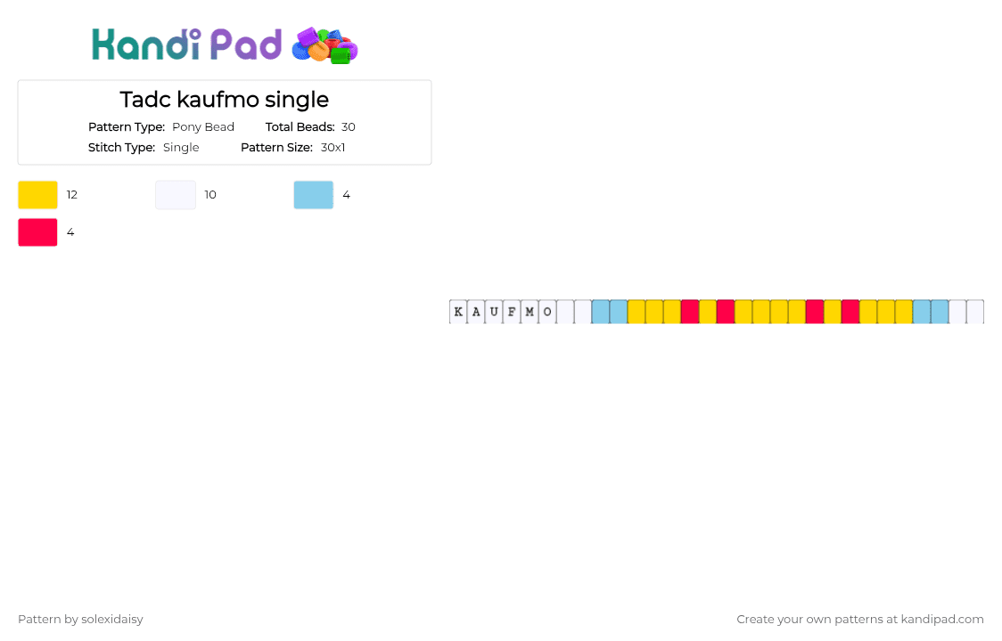 Tadc kaufmo single - Pony Bead Pattern by solexidaisy on Kandi Pad - yellow,kaufmo,tadc,kaufmo tadc,the amazing digital circus