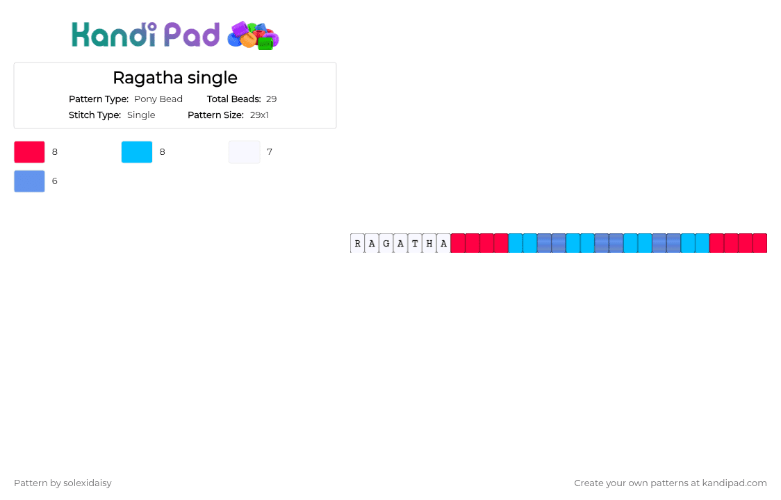 Ragatha single - Pony Bead Pattern by solexidaisy on Kandi Pad - light blue, ragatha, ragatha tadc, red, tadc, the amazing digital circus