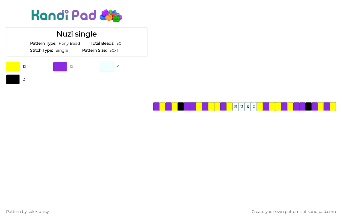 Nuzi single - Pony Bead Pattern by solexidaisy on Kandi Pad - murder drones, murder drones n, murder drones uzi, n, n x uzi, nuzi, purple, uzi, uzi x n, yellow