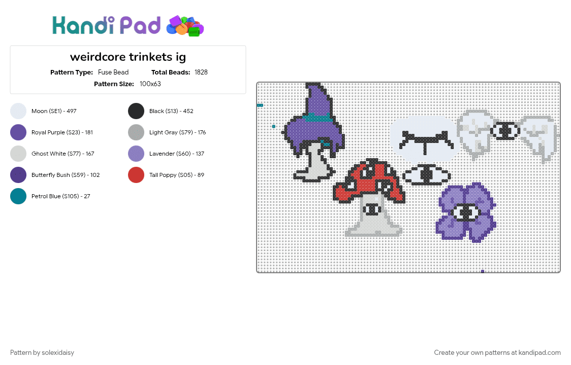 weirdcore trinkets ig - Fuse Bead Pattern by solexidaisy on Kandi Pad - 