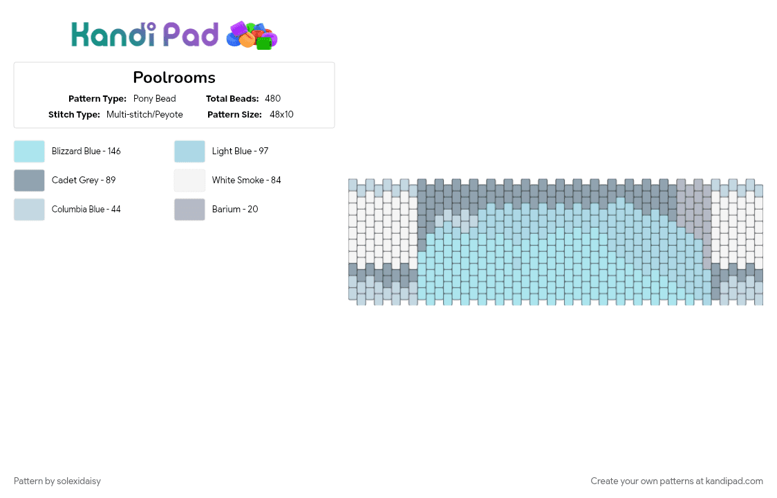 Poolrooms - Pony Bead Pattern by solexidaisy on Kandi Pad - backrooms, gray, light blue, poolrooms