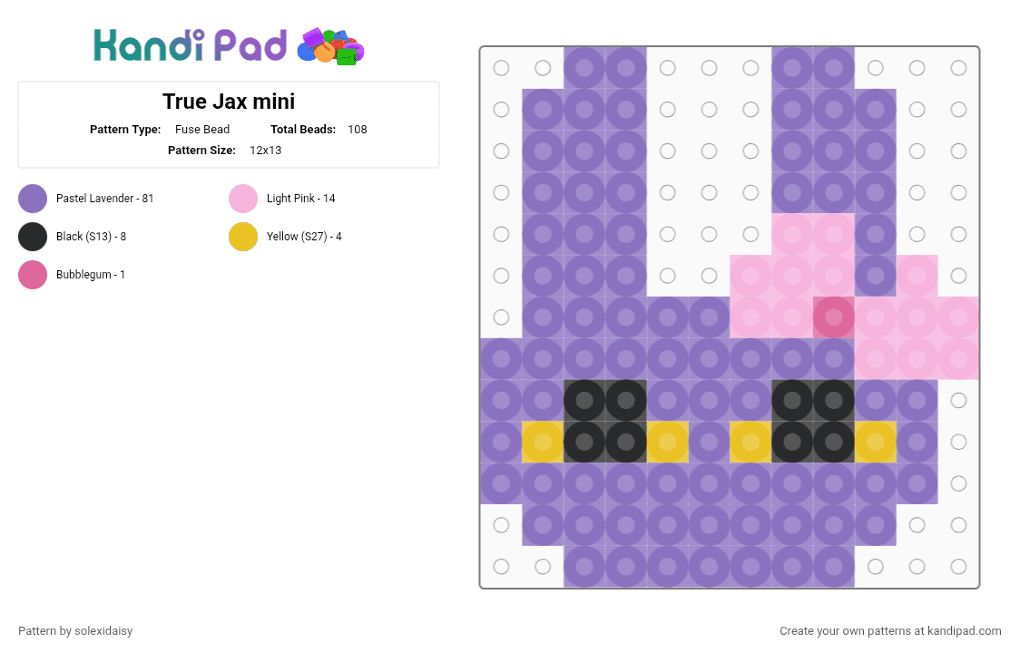 True Jax mini - Fuse Bead Pattern by solexidaisy on Kandi Pad - blue, jax, jax tadc, purple, tadc, the amazing digital circus