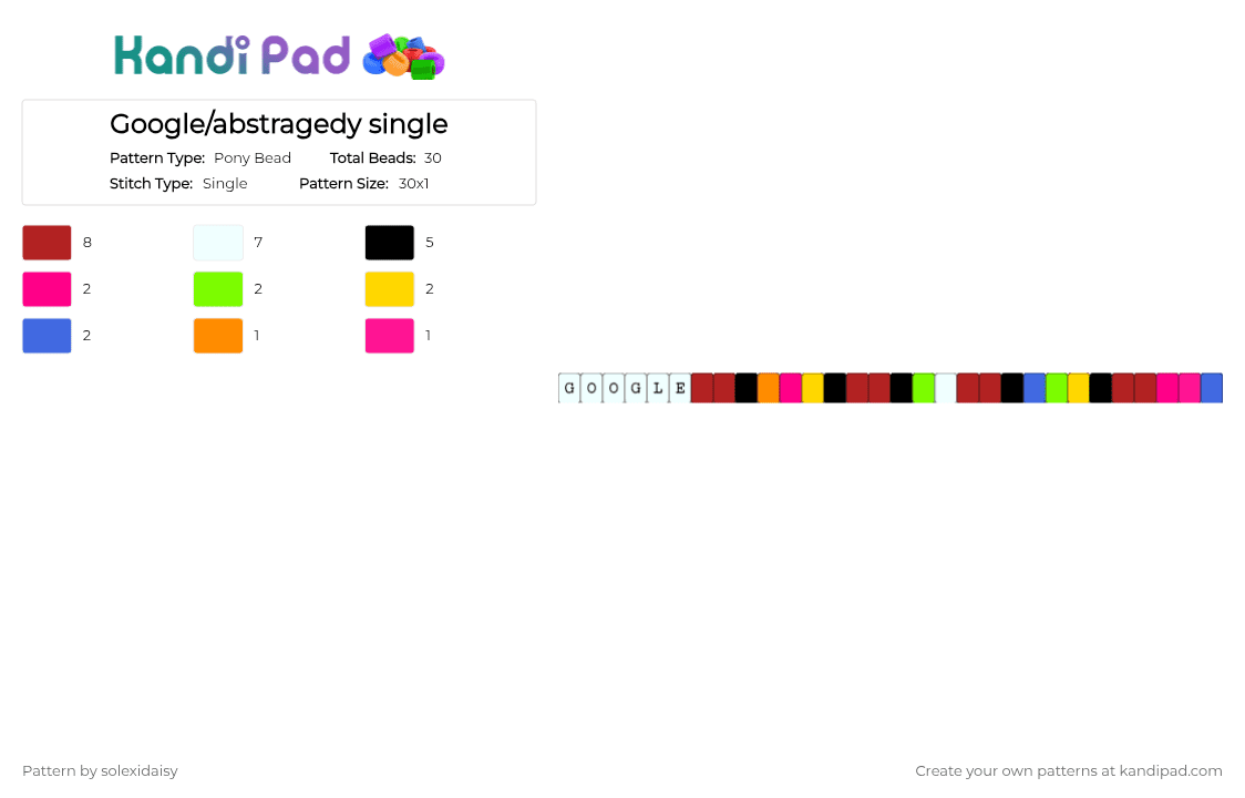 Google/abstragedy single - Pony Bead Pattern by solexidaisy on Kandi Pad - abstragedy, gangle, gangle tadc, pink, red, ship, tadc, the amazing digital circus, zooble, zooble tadc