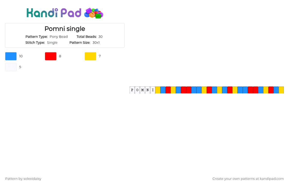 Pomni single - Pony Bead Pattern by solexidaisy on Kandi Pad - light blue,red,tadc,tadc pomni,the amazing digital circus,pomni