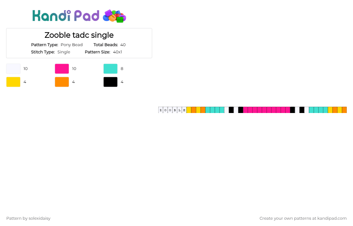 Zooble tadc single - Pony Bead Pattern by solexidaisy on Kandi Pad - light blue, pink, tadc, the amazing digital circus, zooble, zooble tadc
