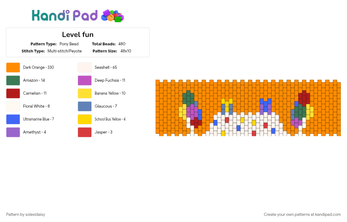 Level fun - Pony Bead Pattern by solexidaisy on Kandi Pad - backrooms, level fun, orange