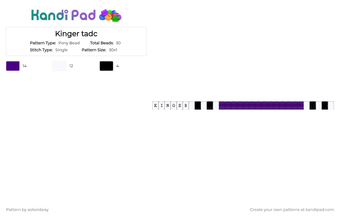 Kinger tadc - Pony Bead Pattern by solexidaisy on Kandi Pad - white,purple,kinger,kinger tadc,tadc,the amazing digital circus