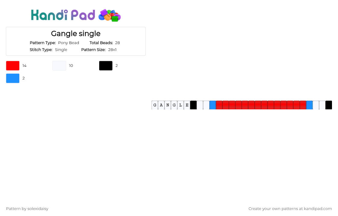 Gangle single - Pony Bead Pattern by solexidaisy on Kandi Pad - gangle, gangle tadc, red, tadc, the amazing digital circus