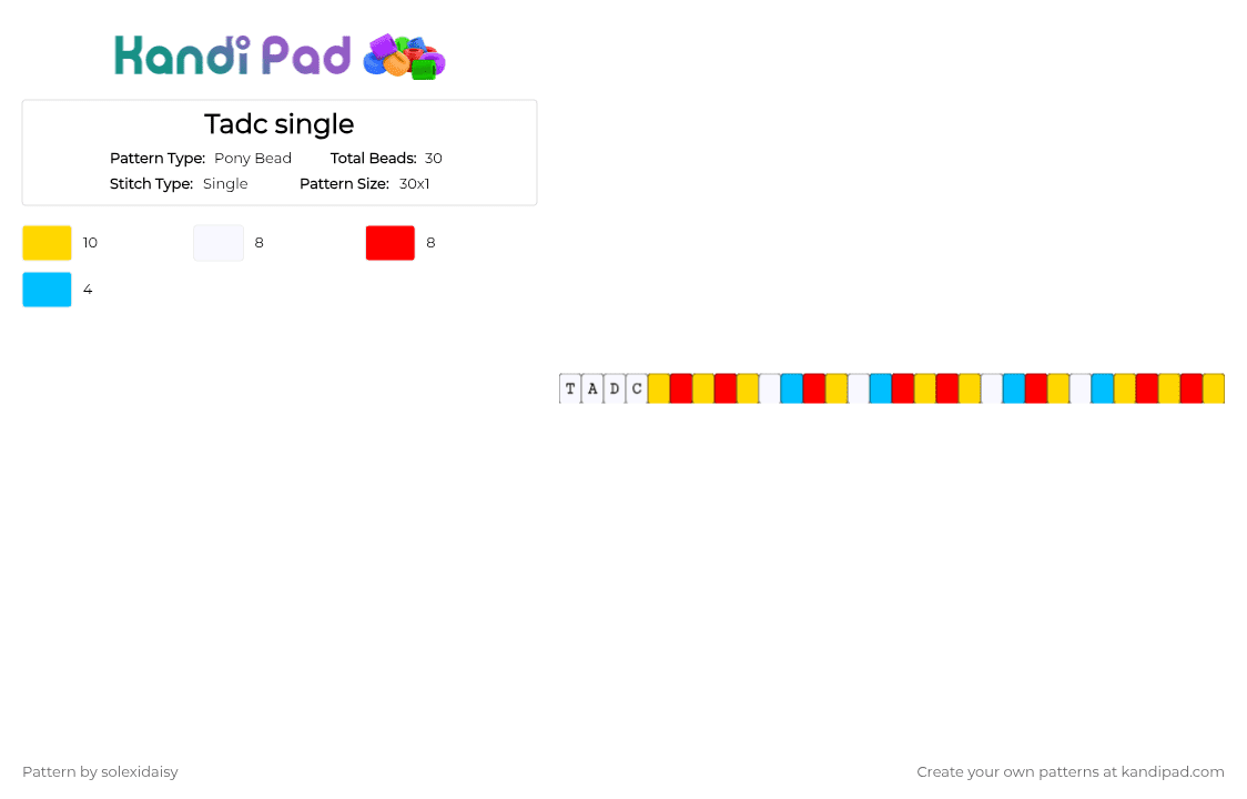 Tadc single - Pony Bead Pattern by solexidaisy on Kandi Pad - red, tadc, the amazing digital circus, yellow