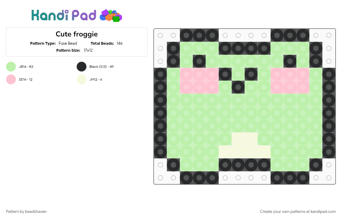Cute froggie - Fuse Bead Pattern by beadzhaven on Kandi Pad - yellow