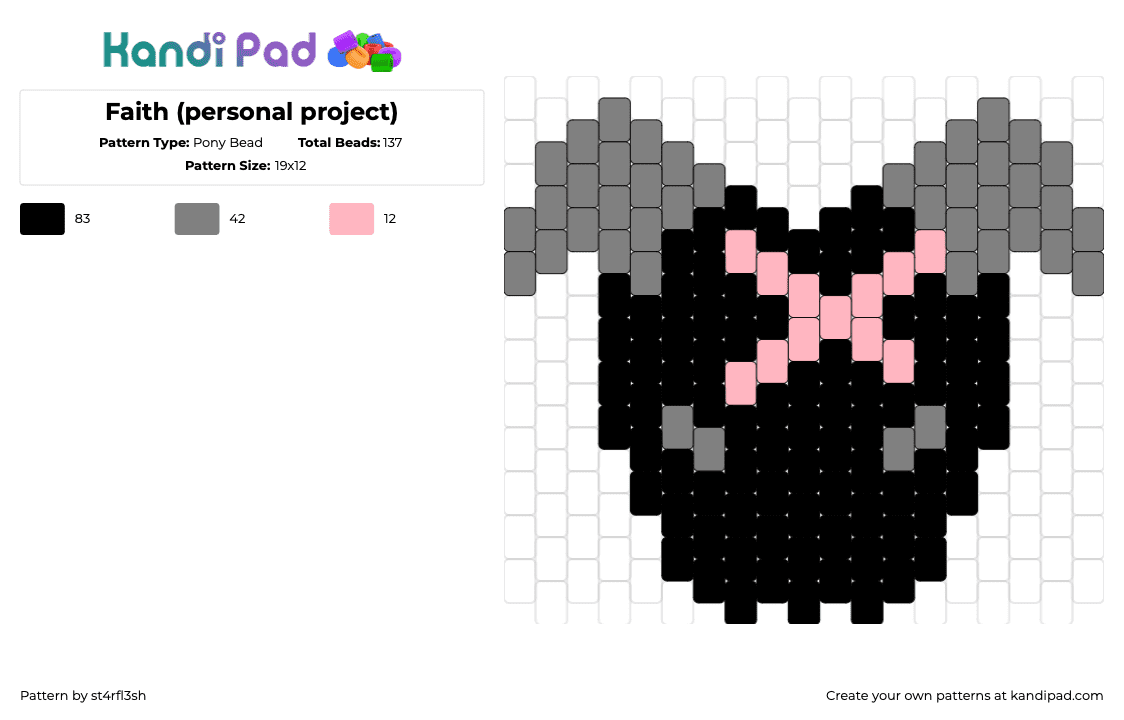 Faith (personal project) - Pony Bead Pattern by st4rfl3sh on Kandi Pad - ram,goat,dark,black,gray