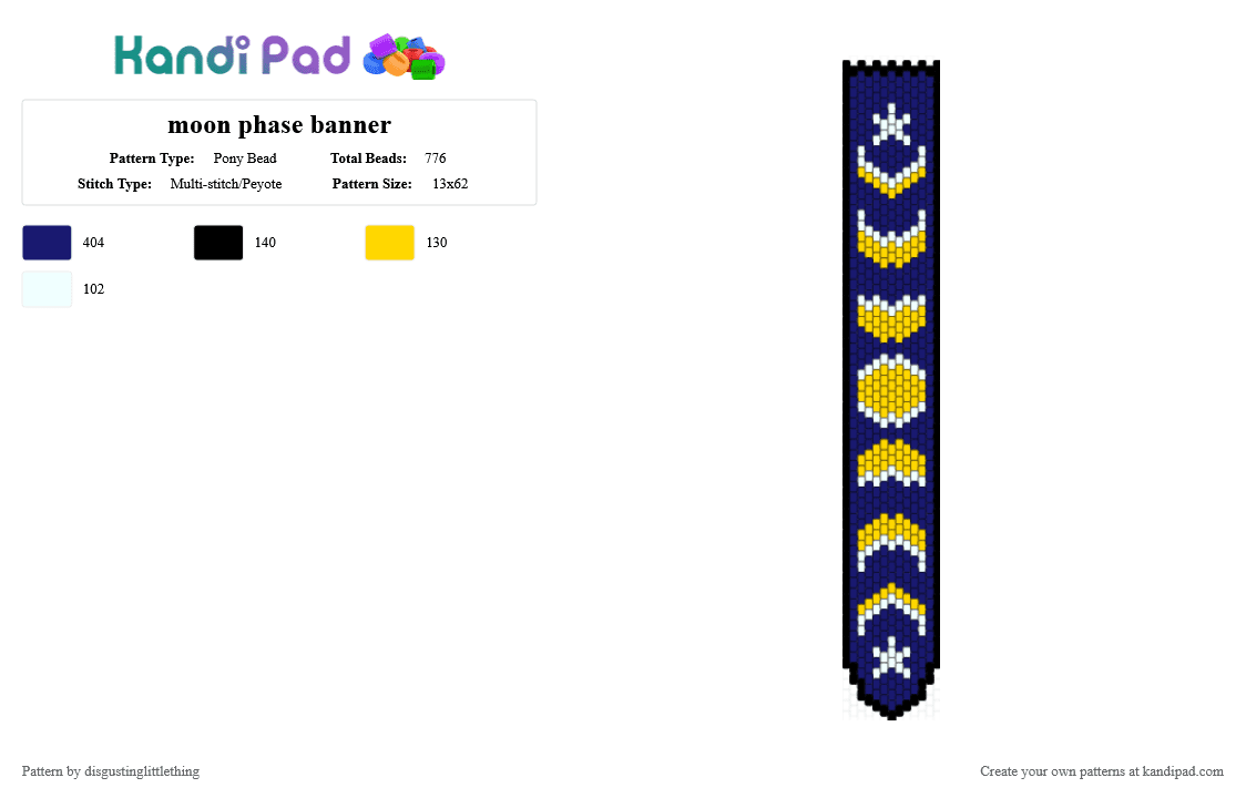 moon phase banner - Pony Bead Pattern by disgustinglittlething on Kandi Pad - moon, moon phases, nature, purple, witch