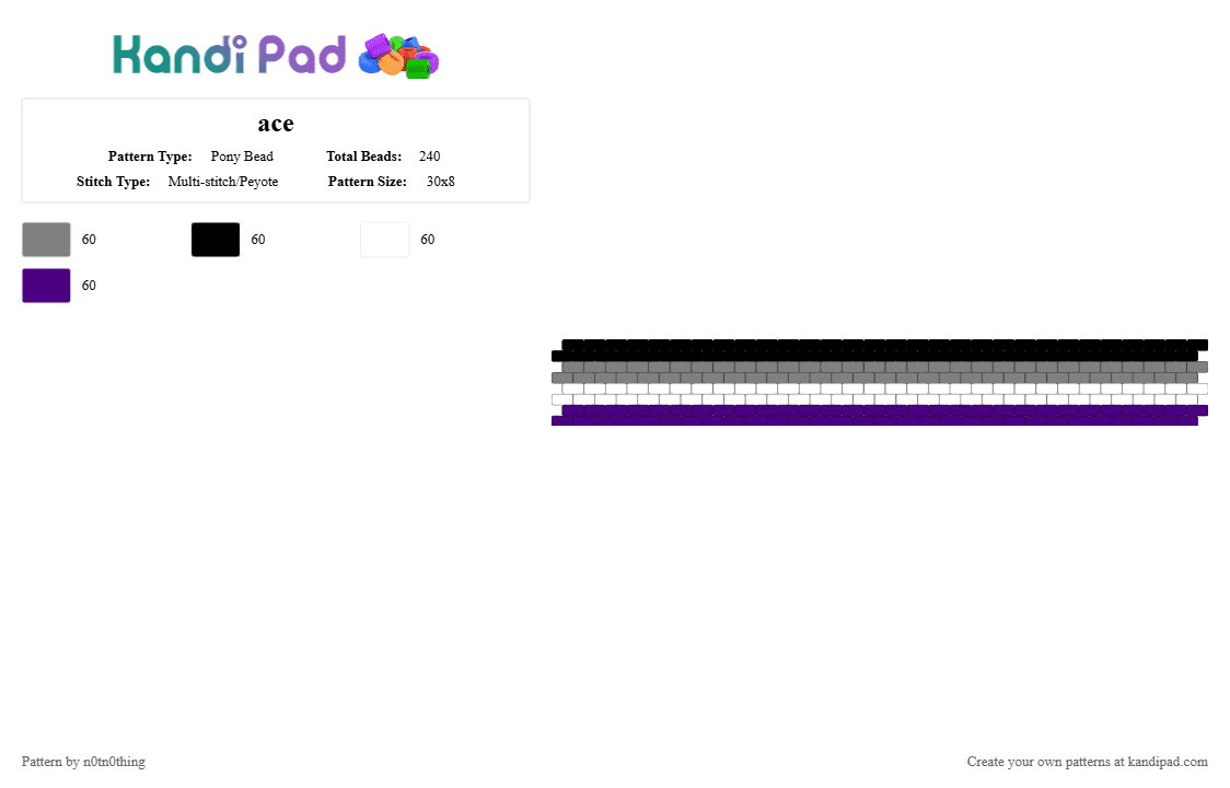 ace - Pony Bead Pattern by n0tn0thing on Kandi Pad - gray,purple