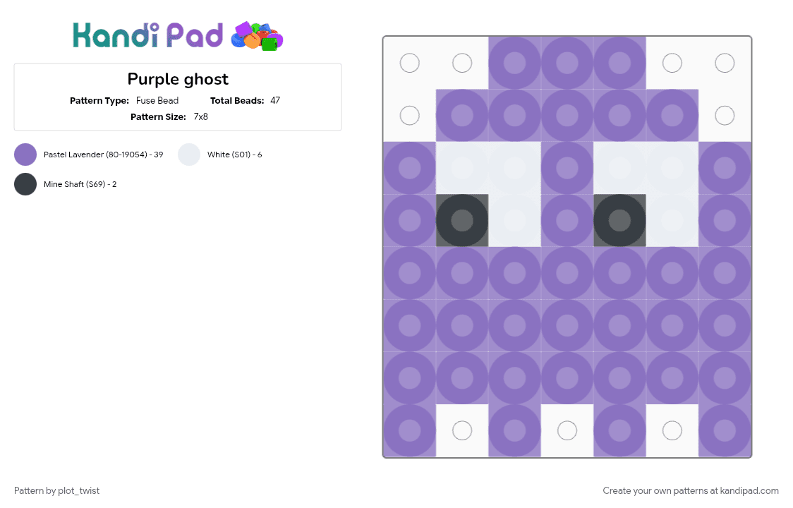 Purple ghost - Fuse Bead Pattern by plot_twist on Kandi Pad - blue, cotdghosts, ghost, pacman, purple