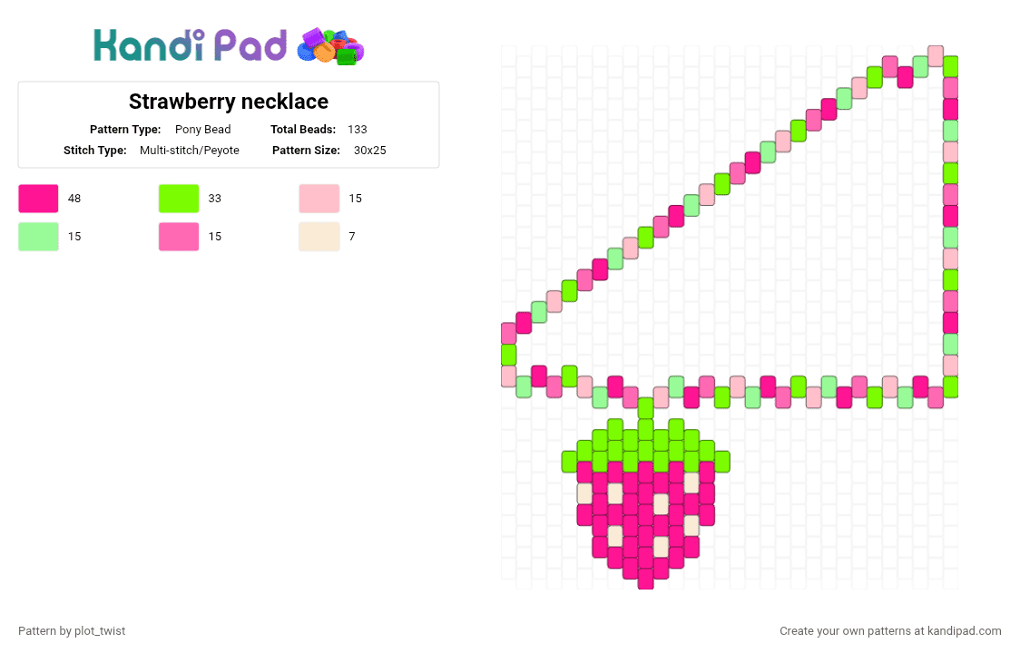 Strawberry necklace - Pony Bead Pattern by plot_twist on Kandi Pad - pink