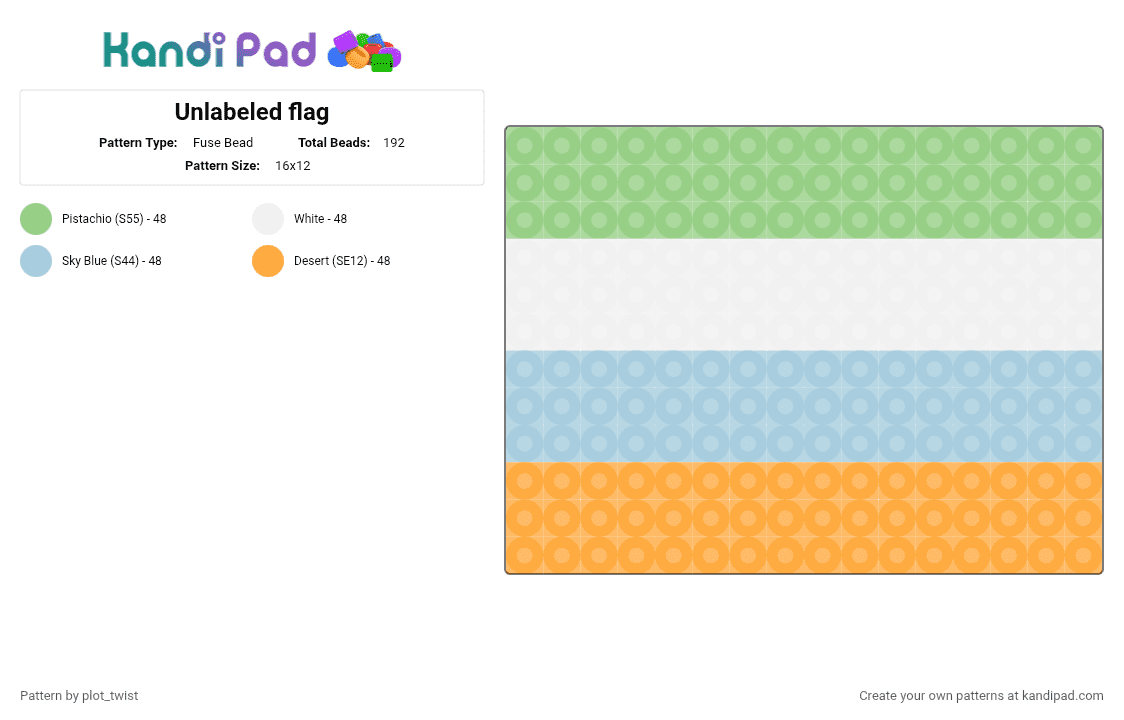 Unlabeled flag - Fuse Bead Pattern by plot_twist on Kandi Pad - flag, light blue, orange, pride, teal, unlabeled