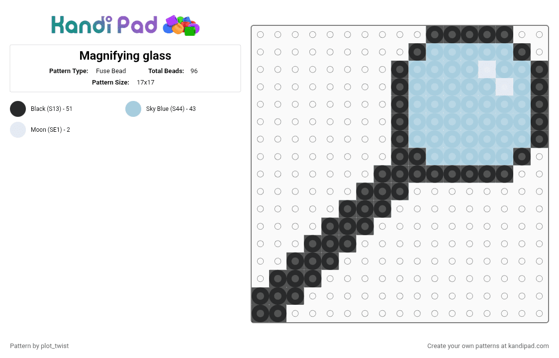 Magnifying glass - Fuse Bead Pattern by plot_twist on Kandi Pad - cotdmagnifyingglasses, light blue