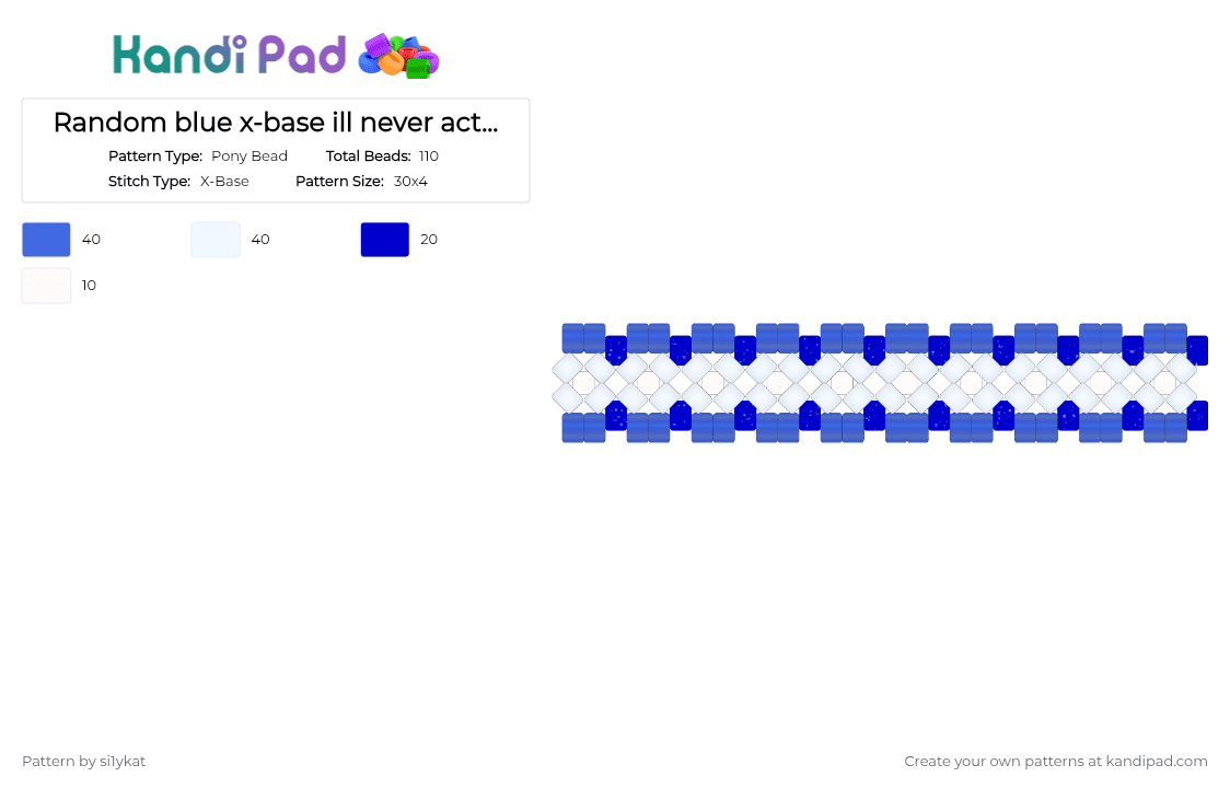 Random blue x-base ill never actually make :D - Pony Bead Pattern by si1ykat on Kandi Pad - purple,blue