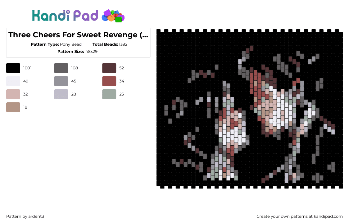 Three Cheers For Sweet Revenge (Demo) - Pony Bead Pattern by ardent3 on Kandi Pad - three cheers for sweet revenge,mcr,my chemical romance,album,panel,dark,music,band,emo,black