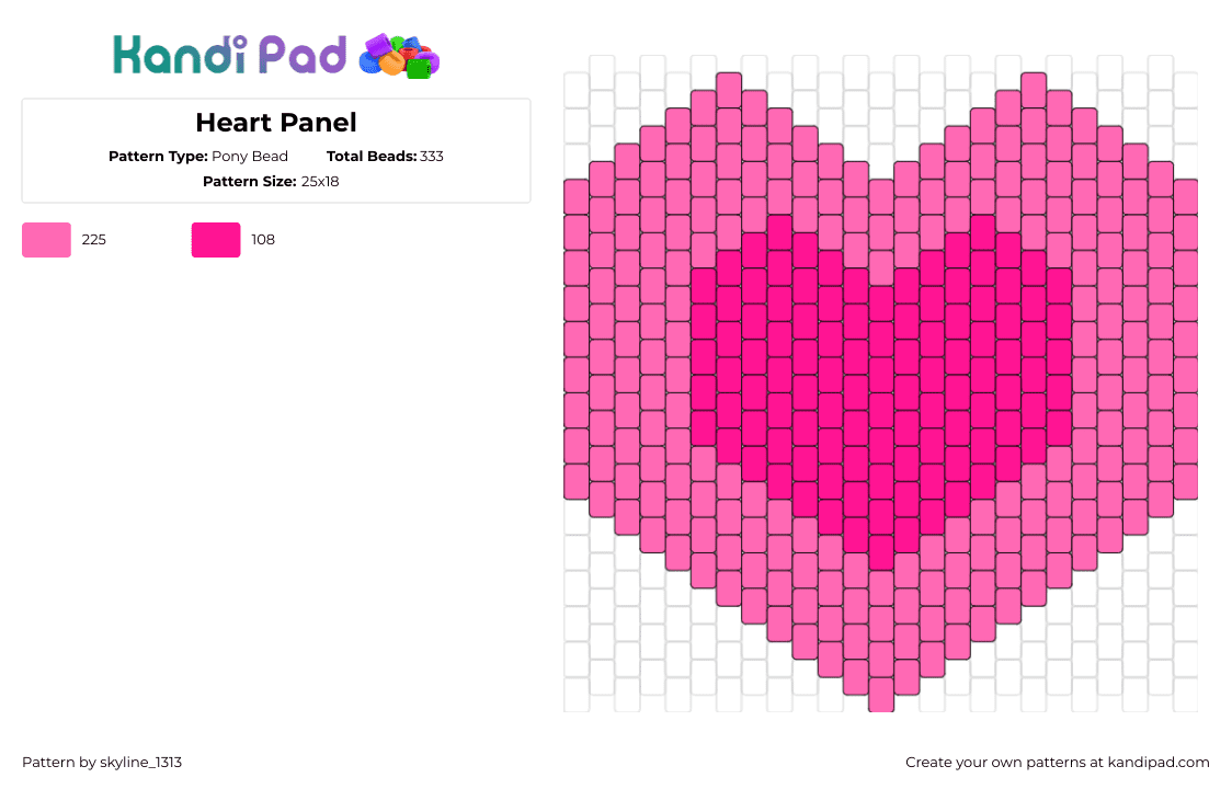 Heart Panel - Pony Bead Pattern by skyline_1313 on Kandi Pad - heart,love,valentines,pink